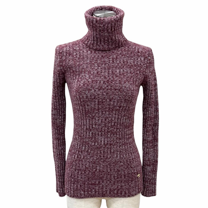 Excellent CHANEL knit COCO Mark Turtleneck Rib Knit Virgin wool 34 P75632K10895