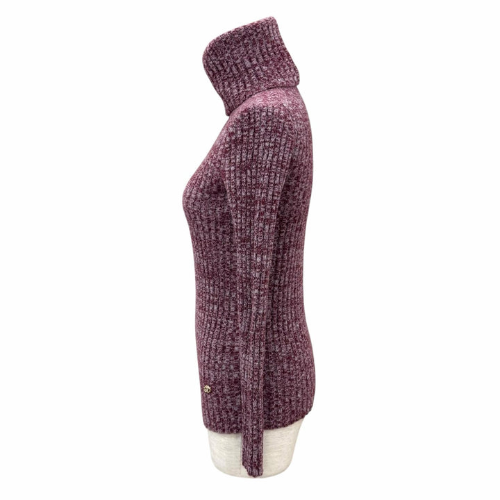 Excellent CHANEL knit COCO Mark Turtleneck Rib Knit Virgin wool 34 P75632K10895