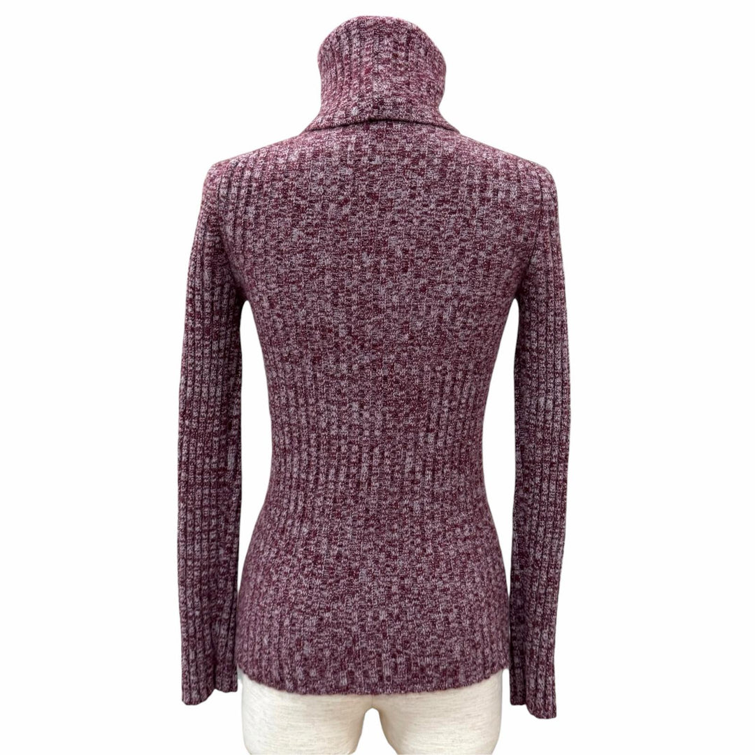 Excellent CHANEL knit COCO Mark Turtleneck Rib Knit Virgin wool 34 P75632K10895