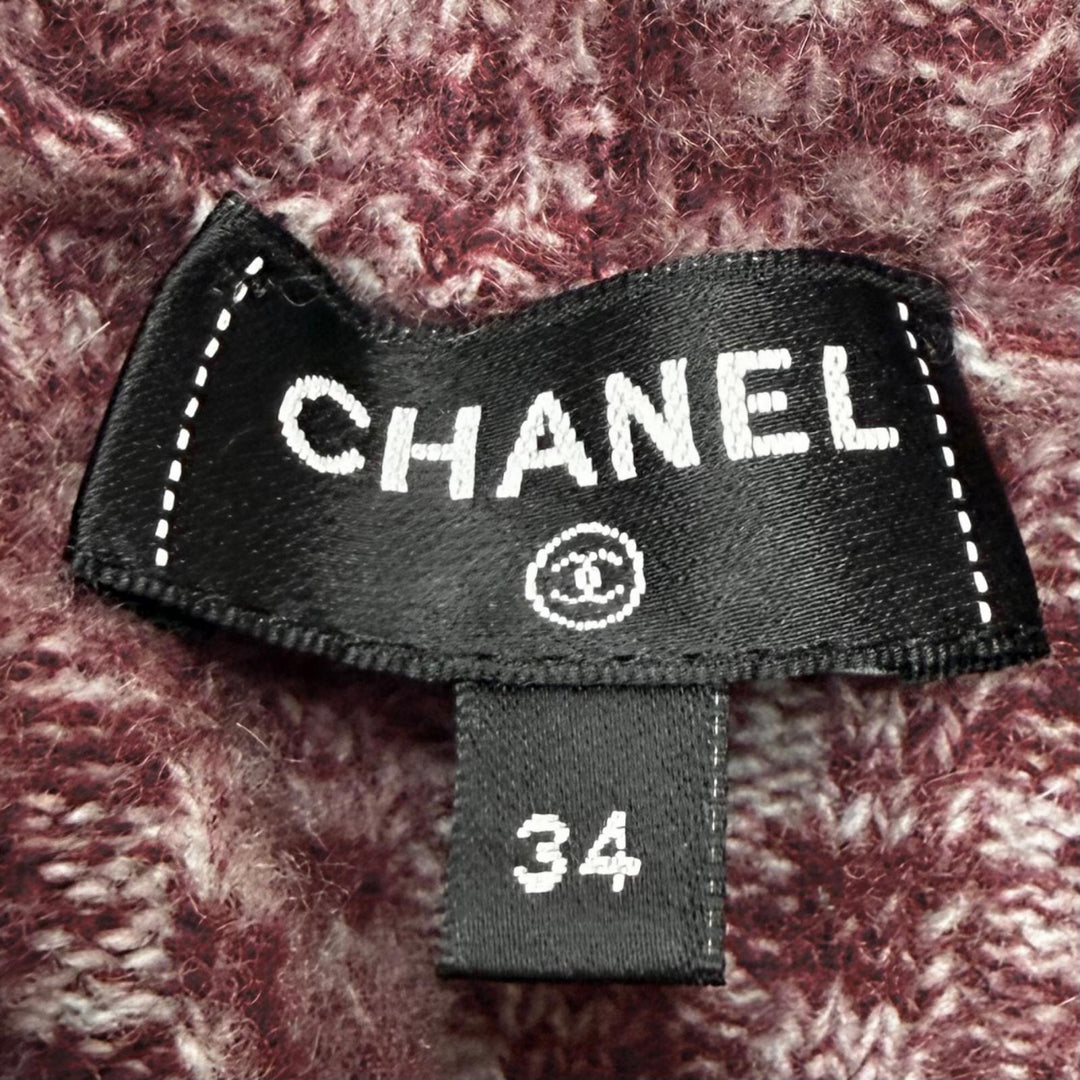 Excellent CHANEL knit COCO Mark Turtleneck Rib Knit Virgin wool 34 P75632K10895