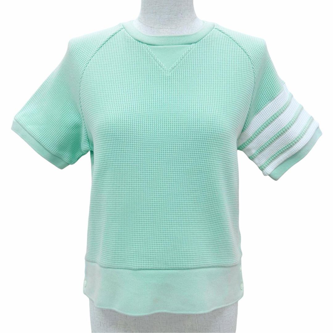 Excellent THOM BROWNE Short sleeve T-shirt 4BAR green cotton Women IT 42
