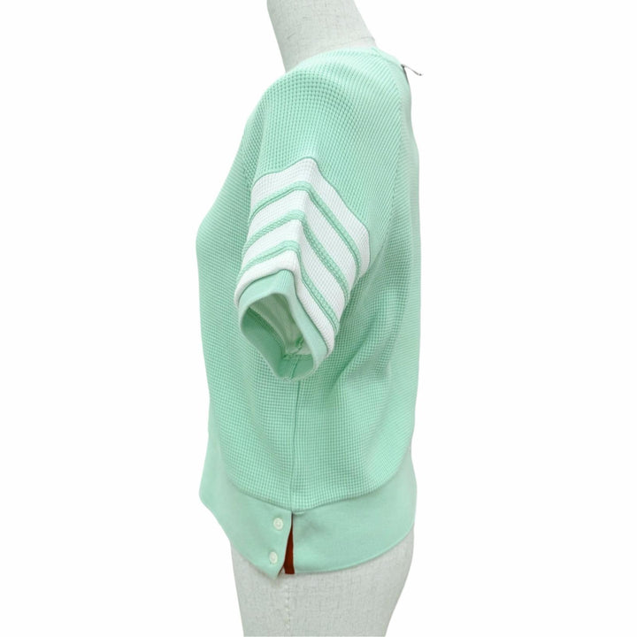 Excellent THOM BROWNE Short sleeve T-shirt 4BAR green cotton Women IT 42
