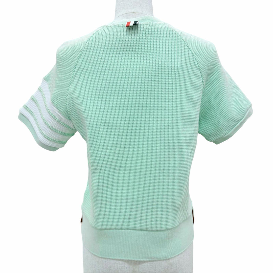 Excellent THOM BROWNE Short sleeve T-shirt 4BAR green cotton Women IT 42