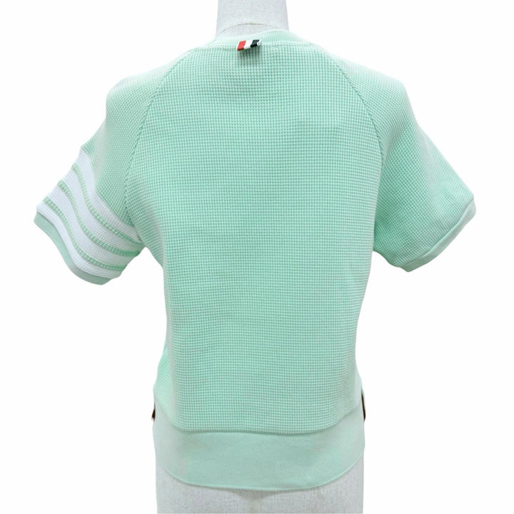 Excellent THOM BROWNE Short sleeve T-shirt 4BAR green cotton Women IT 42