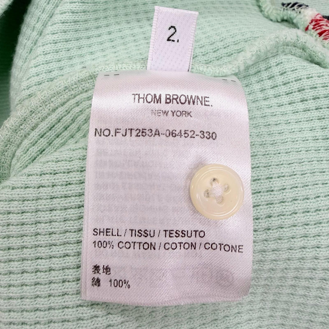 Excellent THOM BROWNE Short sleeve T-shirt 4BAR green cotton Women IT 42
