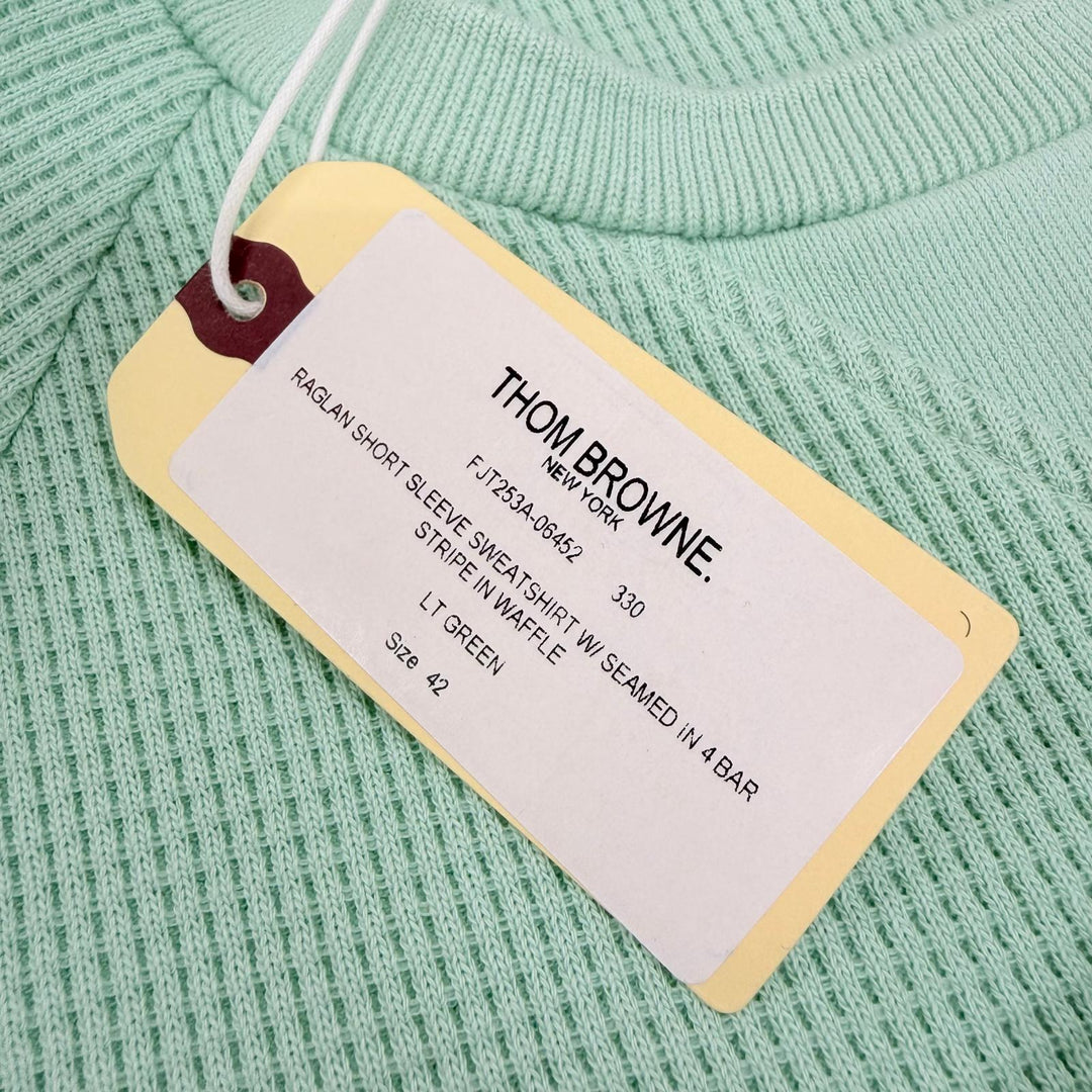 Excellent THOM BROWNE Short sleeve T-shirt 4BAR green cotton Women IT 42