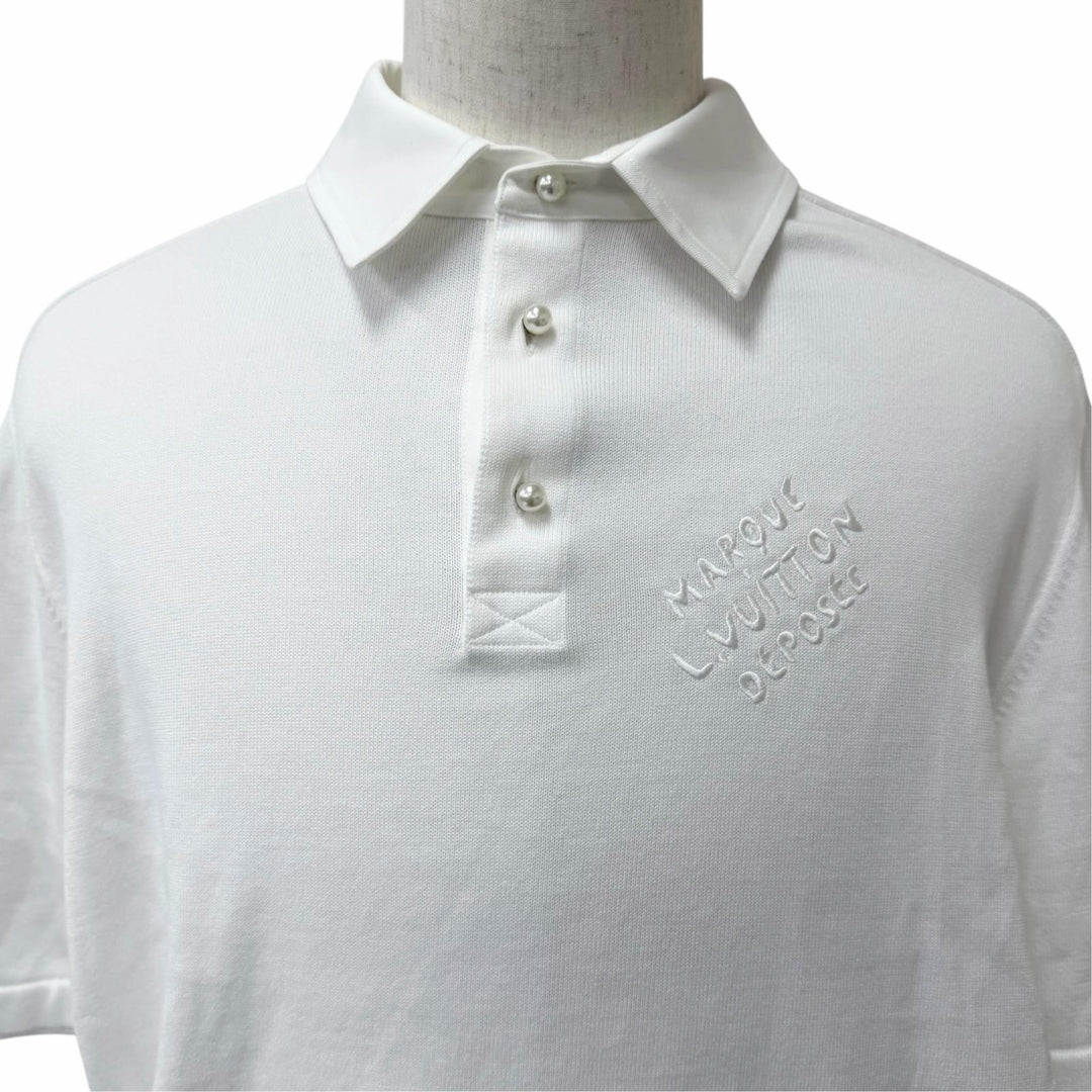 Excellent LOUIS VUITTON Short sleeve polo shirt Embroidered Short Sleeve white