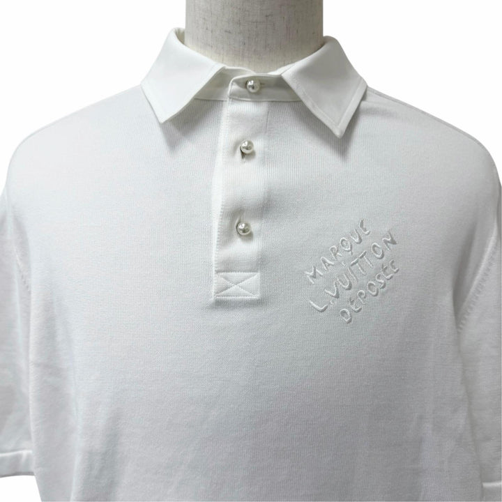Excellent LOUIS VUITTON Short sleeve polo shirt Embroidered Short Sleeve white
