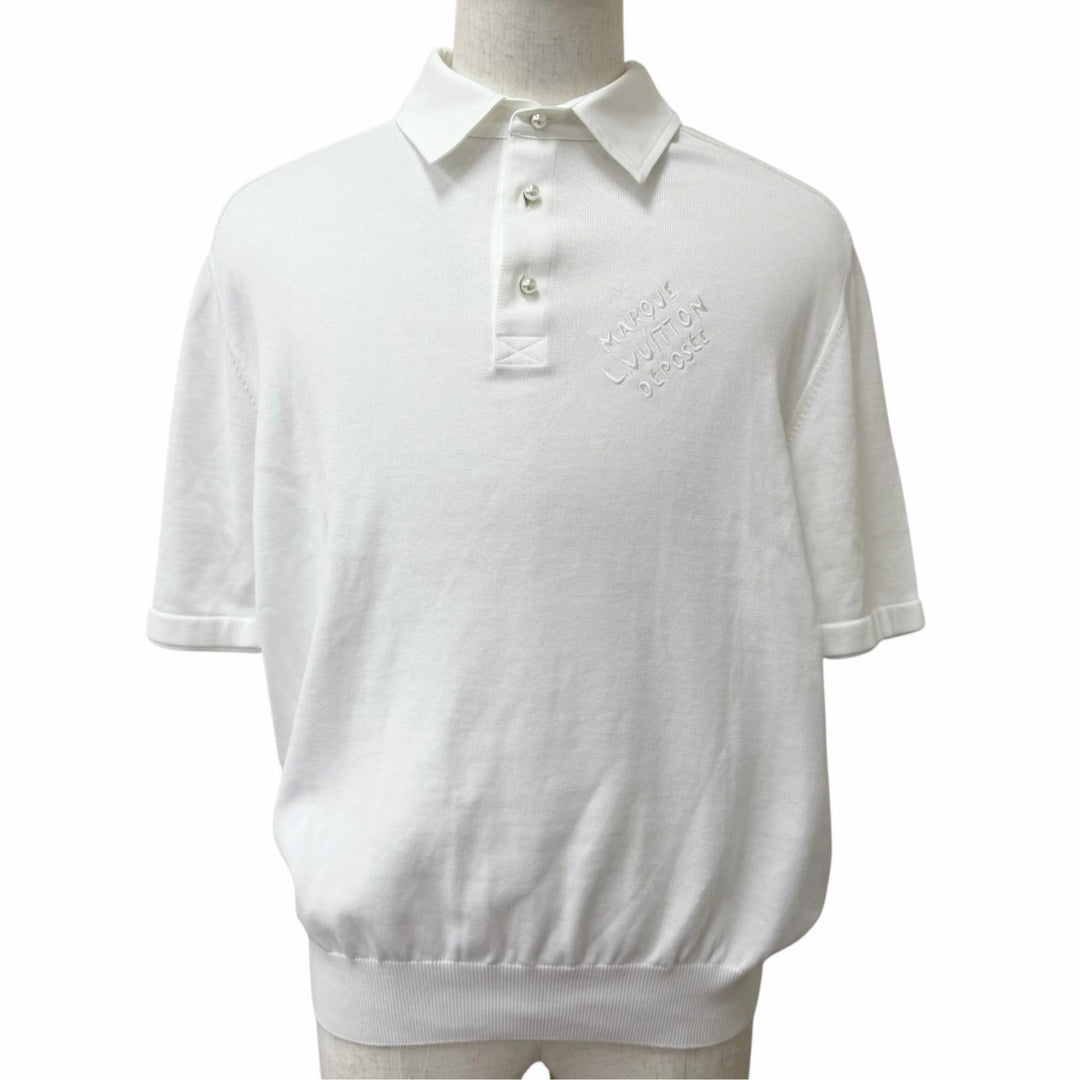 Excellent LOUIS VUITTON Short sleeve polo shirt Embroidered Short Sleeve white