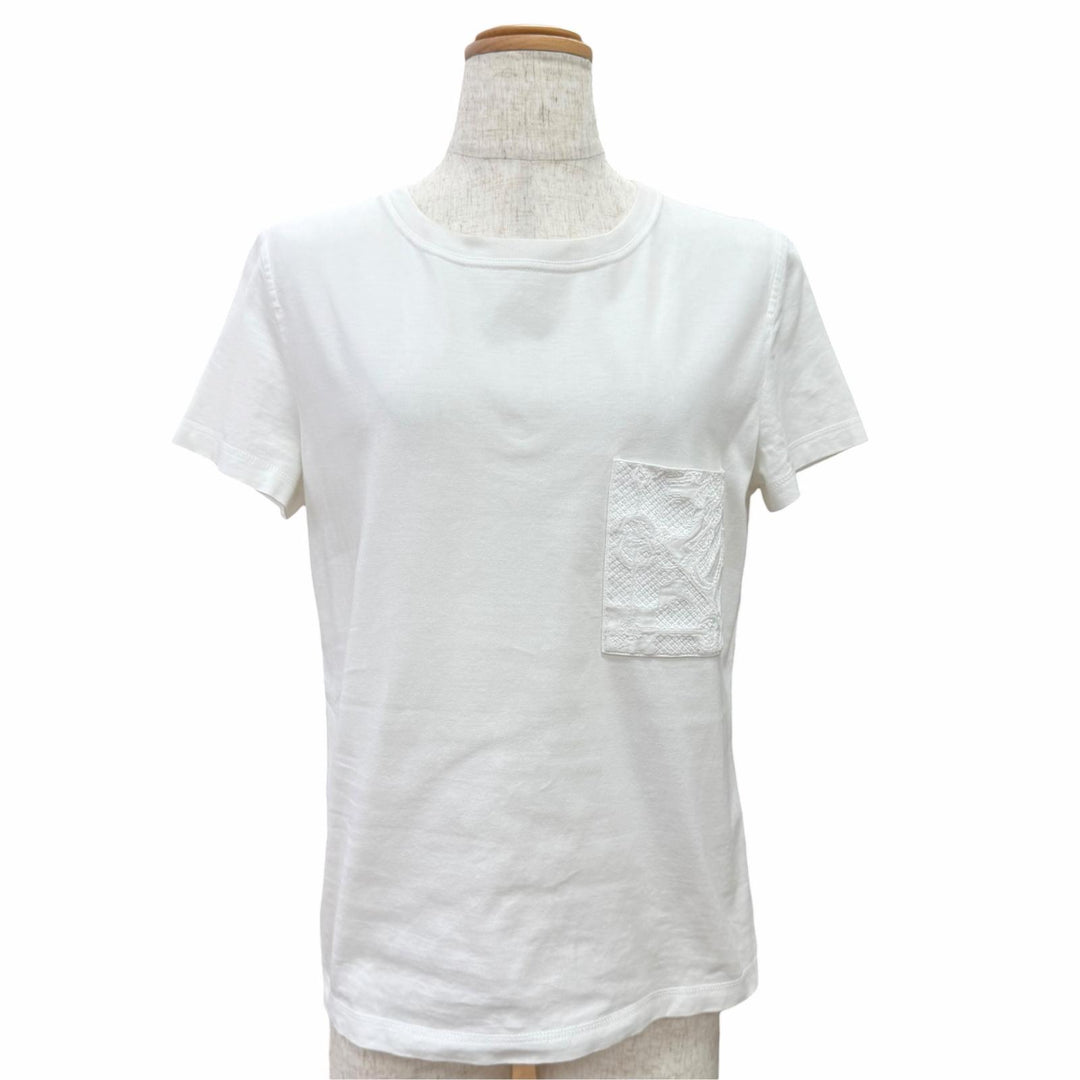Excellent HERMES Short sleeve T-shirt Cricketis Embroidered Pocket 38 2E4611DUA
