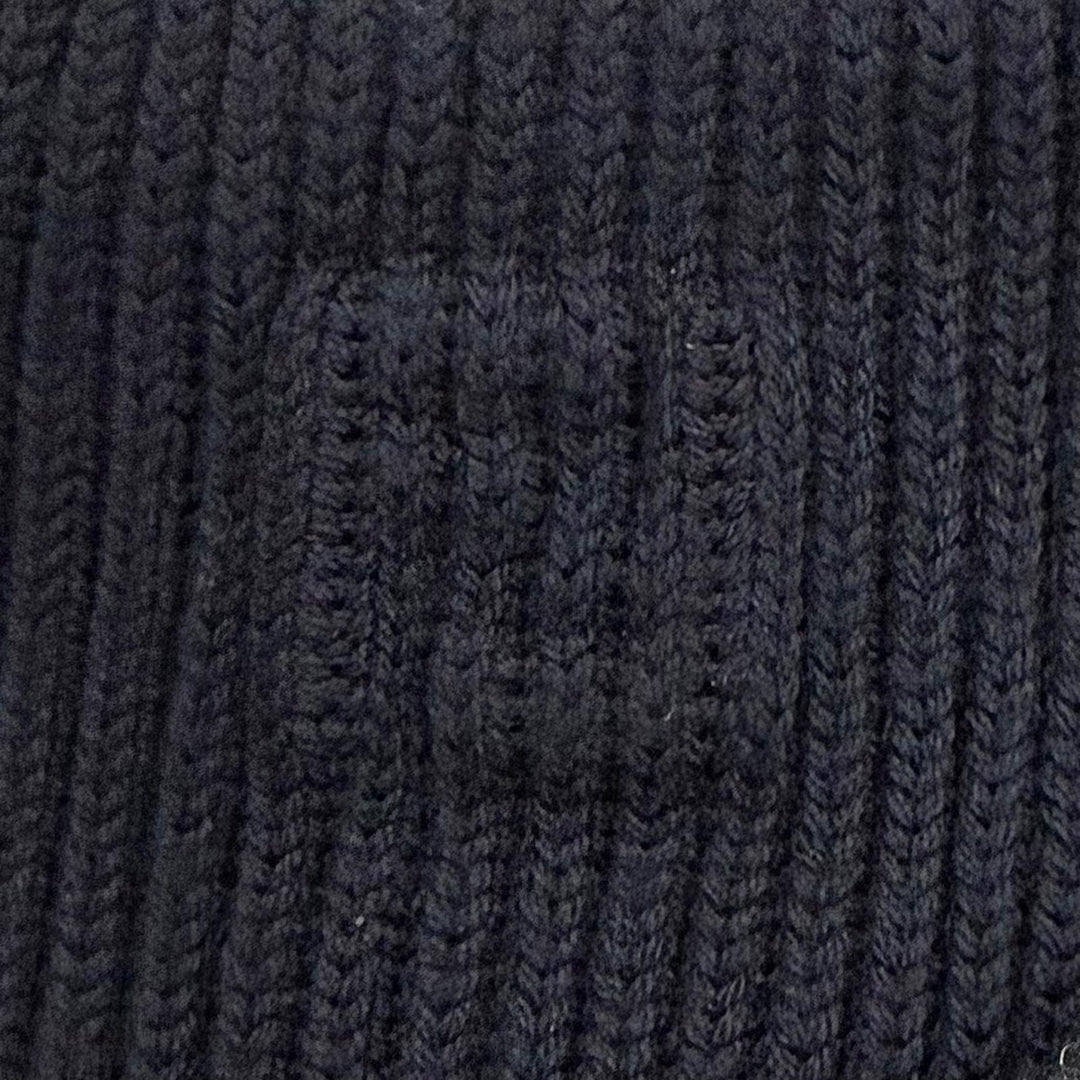 Excellent FENDI sweater Mixed-material half-zip knit Navy wool 48 FZC459 APP4