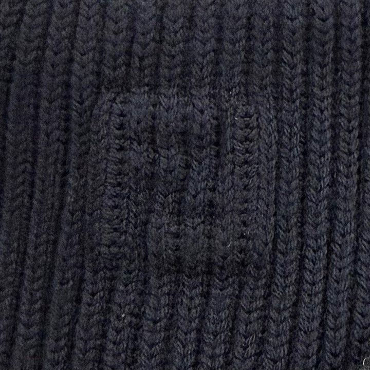 Excellent FENDI sweater Mixed-material half-zip knit Navy wool 48 FZC459 APP4