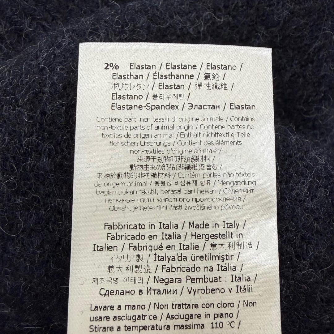 Excellent FENDI sweater Mixed-material half-zip knit Navy wool 48 FZC459 APP4