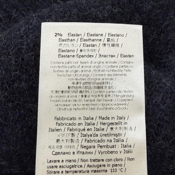 Excellent FENDI sweater Mixed-material half-zip knit Navy wool 48 FZC459 APP4
