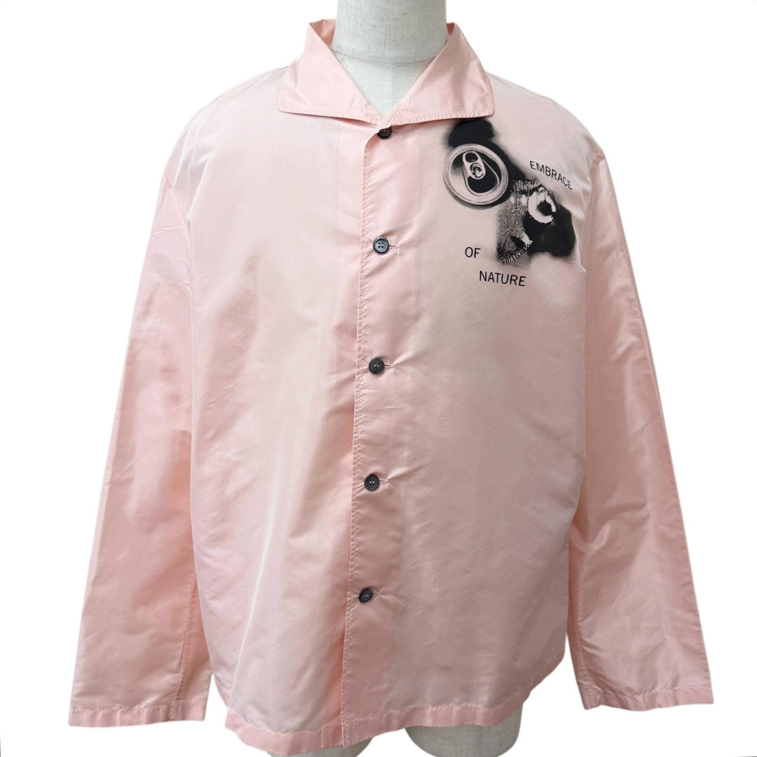 Pristine PRADA Long sleeve shirt Printed design triangle logo pajamas pink