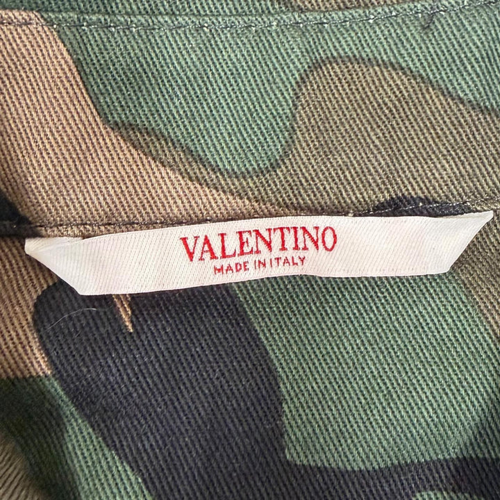 Great VALENTINO Jacket V-logo Metal Camouflage Pattern Long-Sleeve Shirt khaki