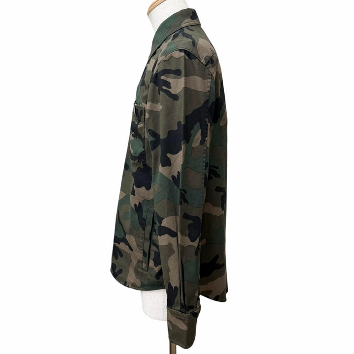 Great VALENTINO Jacket V-logo Metal Camouflage Pattern Long-Sleeve Shirt khaki