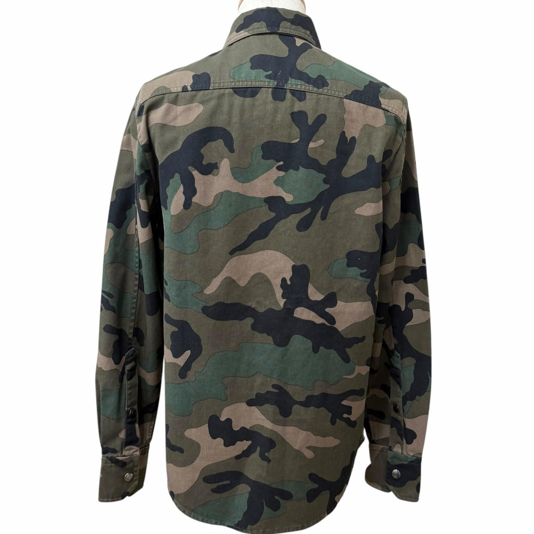 Great VALENTINO Jacket V-logo Metal Camouflage Pattern Long-Sleeve Shirt khaki