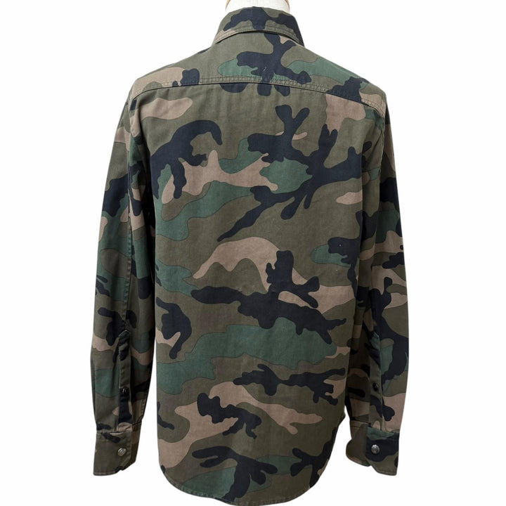 Great VALENTINO Jacket V-logo Metal Camouflage Pattern Long-Sleeve Shirt khaki