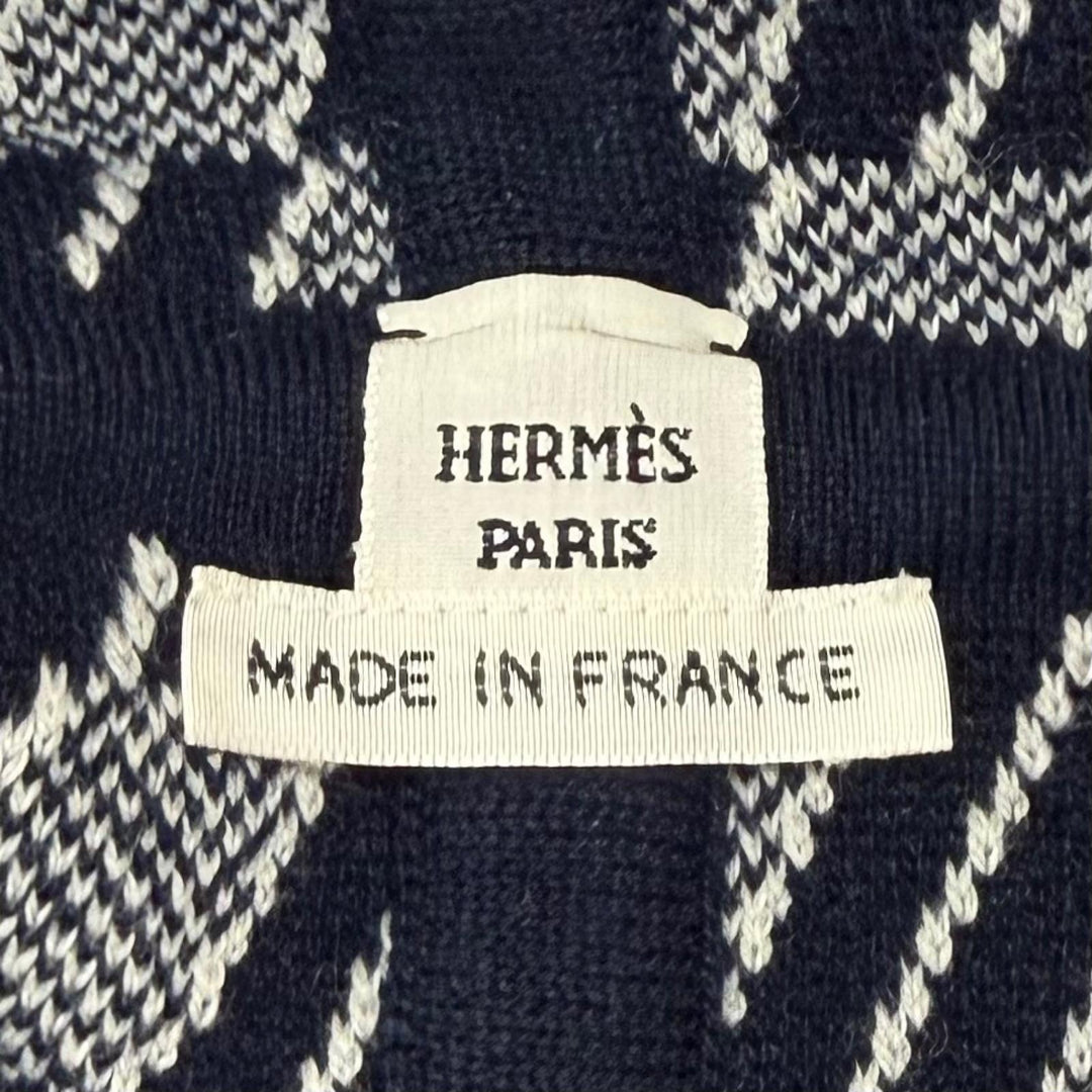 Excellent HERMES Snood H Logo Neck Warmer Navy cashmere Women 3E2901D5