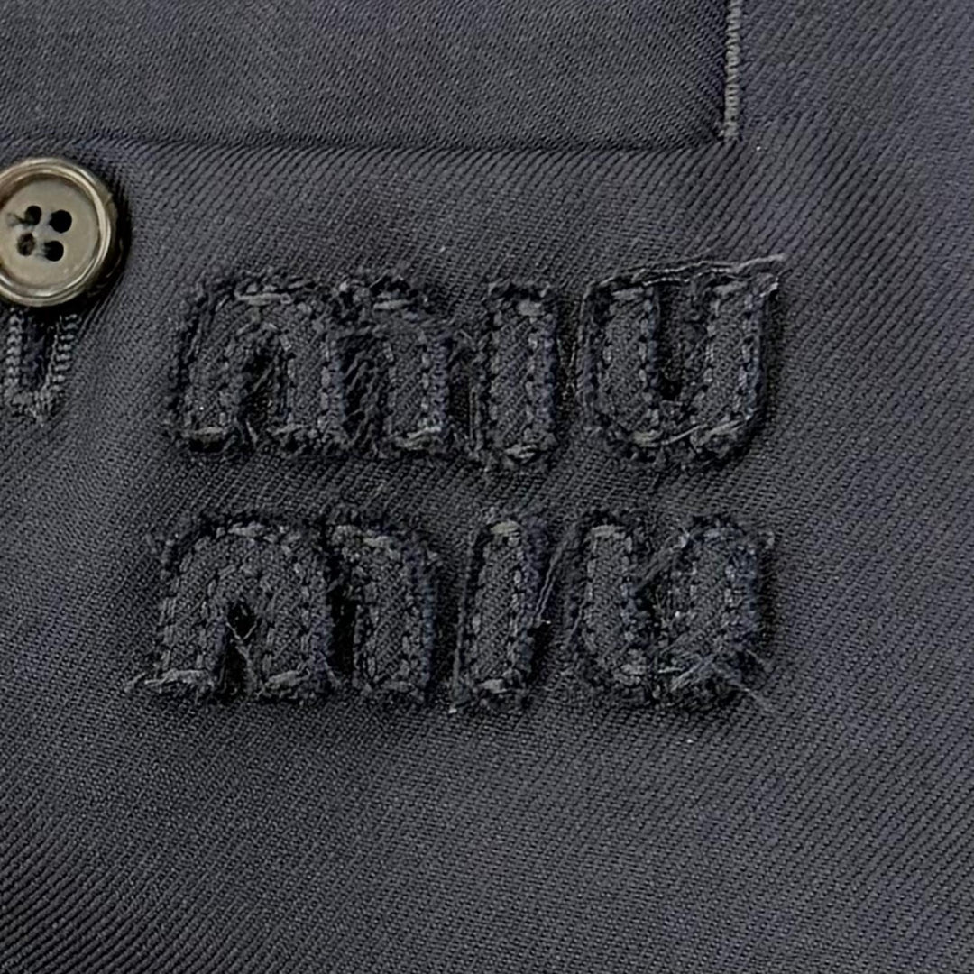 Excellent MIUMIU Pants Logo patch slacks, gabardine fabric Virgin wool 38 MP1837