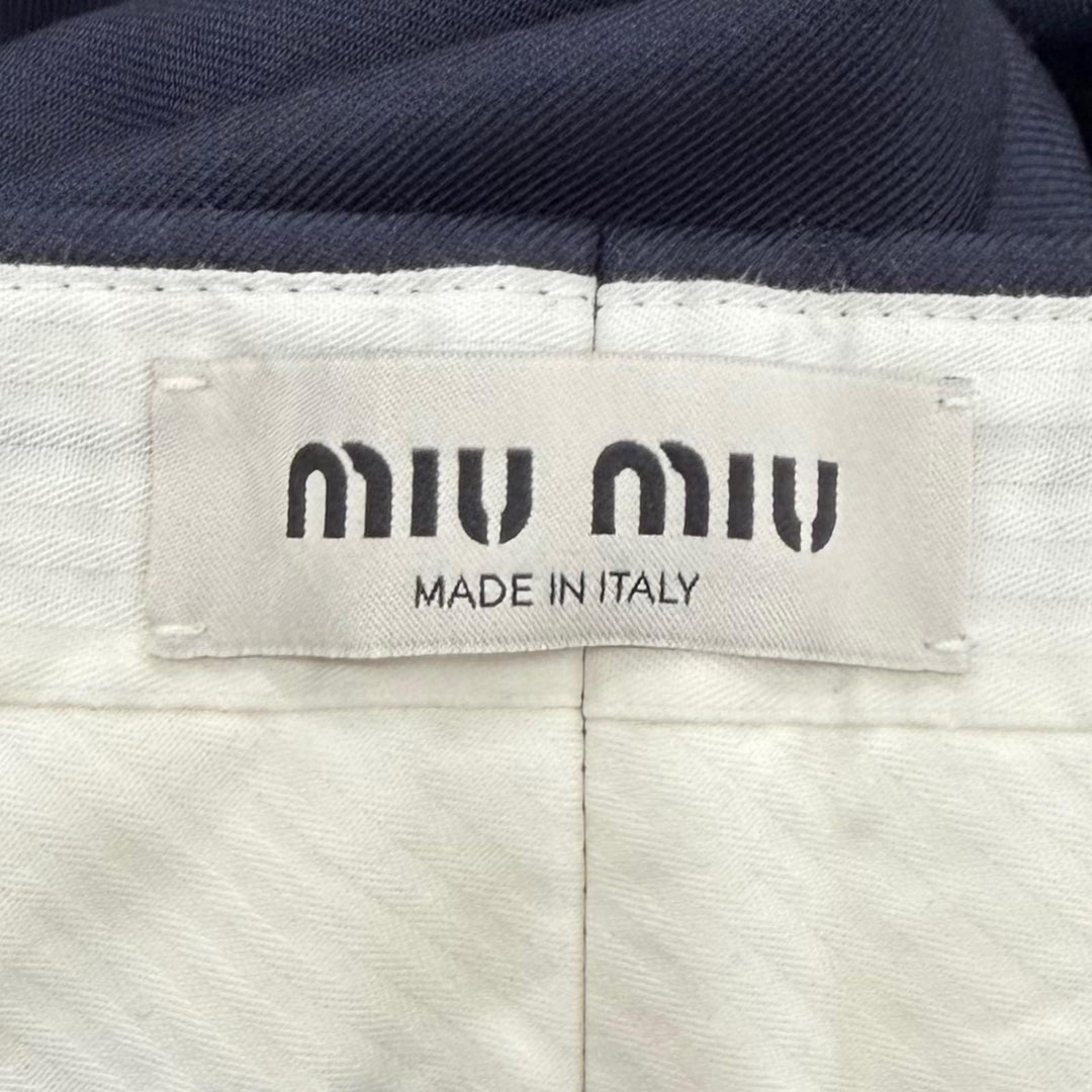 Excellent MIUMIU Pants Logo patch slacks, gabardine fabric Virgin wool 38 MP1837