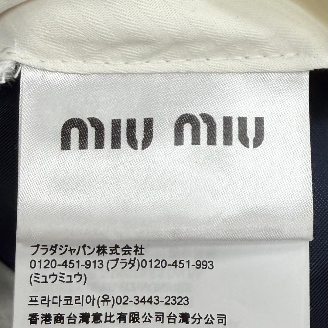 Excellent MIUMIU Pants Logo patch slacks, gabardine fabric Virgin wool 38 MP1837