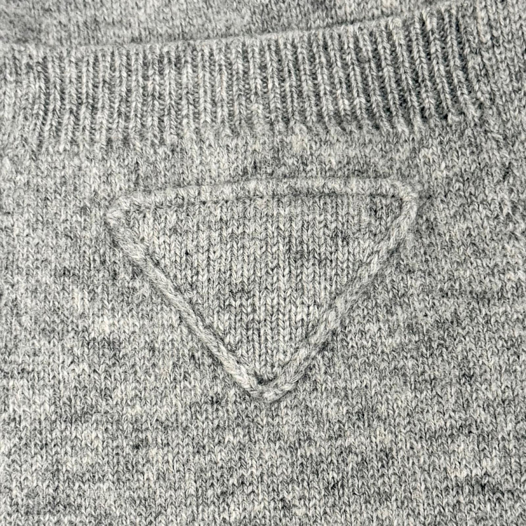 Great PRADA Triangle Logo Long Knit Sweatpants gray cashmere Women IT 38 22221