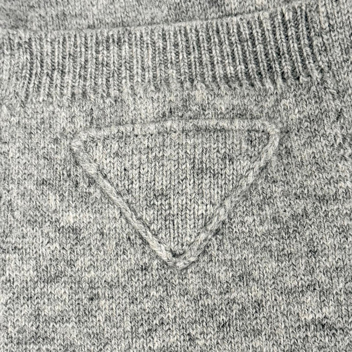 Great PRADA Triangle Logo Long Knit Sweatpants gray cashmere Women IT 38 22221