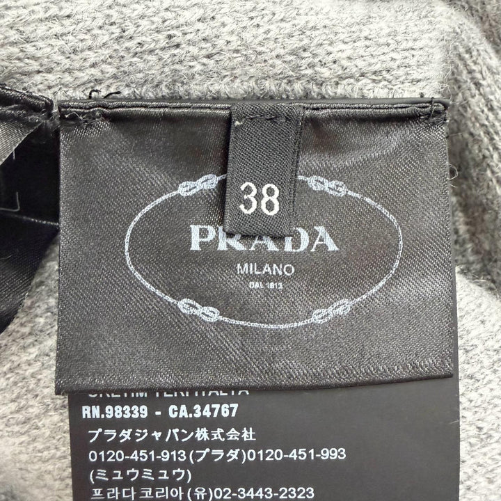 Great PRADA Triangle Logo Long Knit Sweatpants gray cashmere Women IT 38 22221