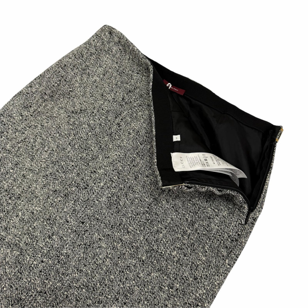 Pristine GUCCI Tight Skirt Side slit tweed Black series cotton Women 40 846316