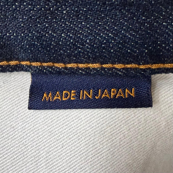 Excellent LOUIS VUITTON Denim pants Leather patch with logo Indigo blue