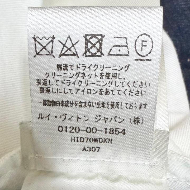 Excellent LOUIS VUITTON Denim pants Leather patch with logo Indigo blue