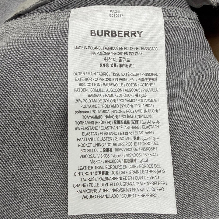 Pristine BURBERRY Pants Logo buttons, hem zipper gray cotton Women EU 38 8030987