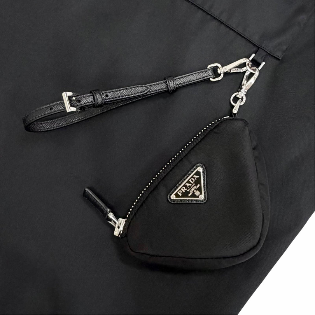 Excellent PRADA one piece RE-NYLON Triangle Pouch black S 139690 S212 1XBH