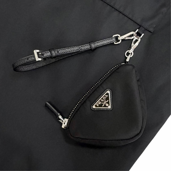 Excellent PRADA one piece RE-NYLON Triangle Pouch black S 139690 S212 1XBH