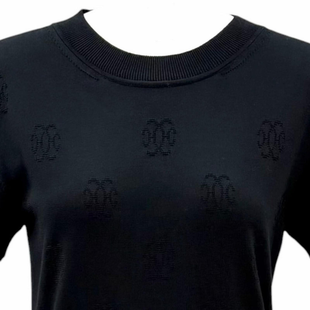 Great HERMES one piece H-Lift Crew Neck Short Sleeve Knit black silk Women IT 36