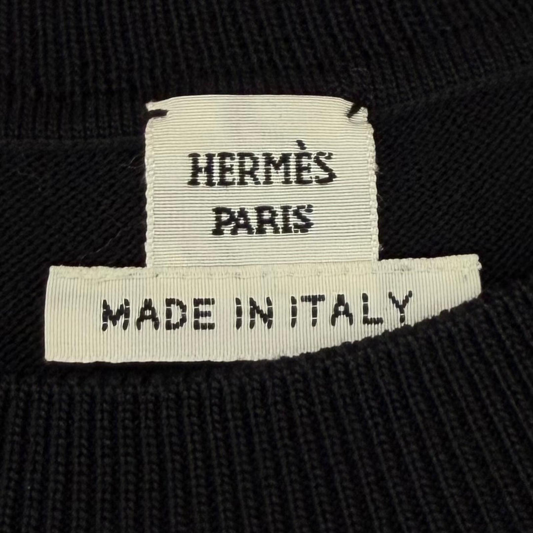 Great HERMES one piece H-Lift Crew Neck Short Sleeve Knit black silk Women IT 36