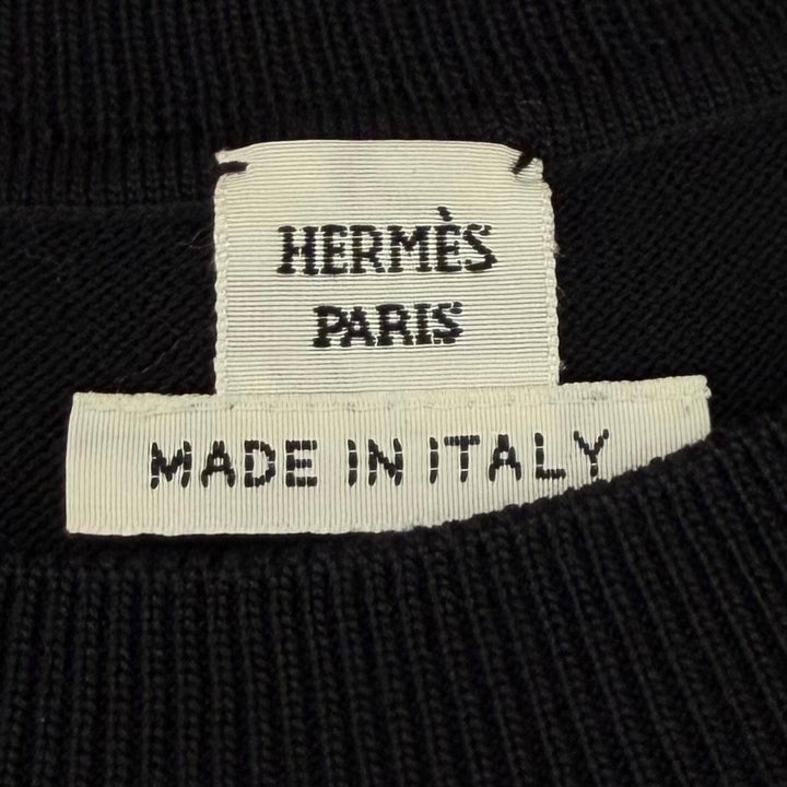Great HERMES one piece H-Lift Crew Neck Short Sleeve Knit black silk Women IT 36