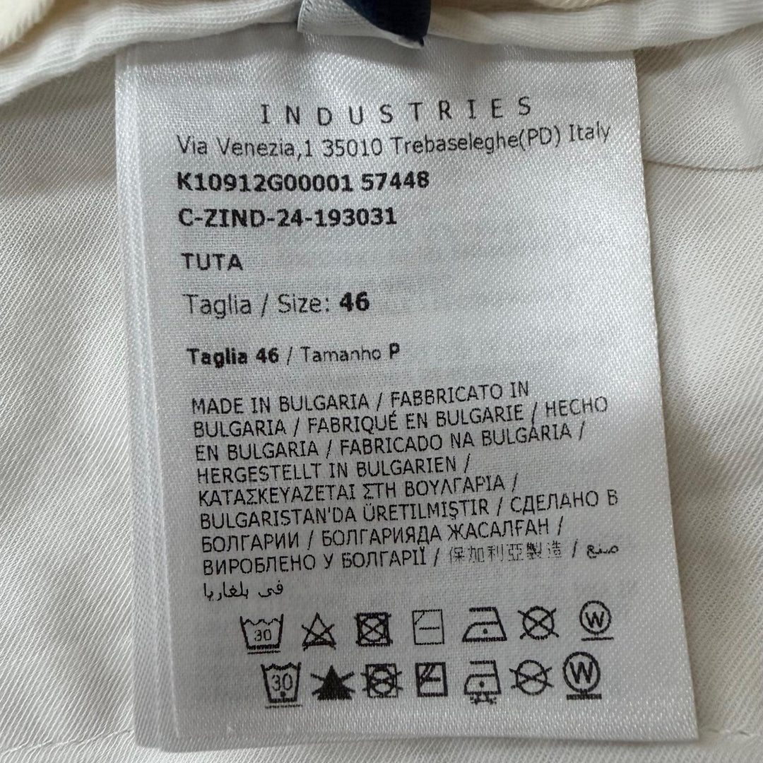 Pristine MONCLER Overall TUTA Logo patch overalls Ivory cotton mens IT 46