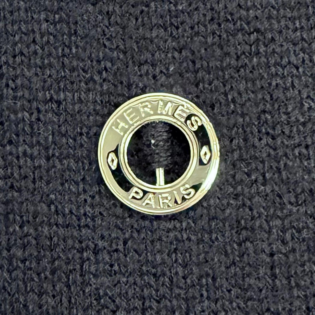 Great HERMES one piece Circle Logo Metal CapSleeve LongKnit cashmere 38 3E2505D1