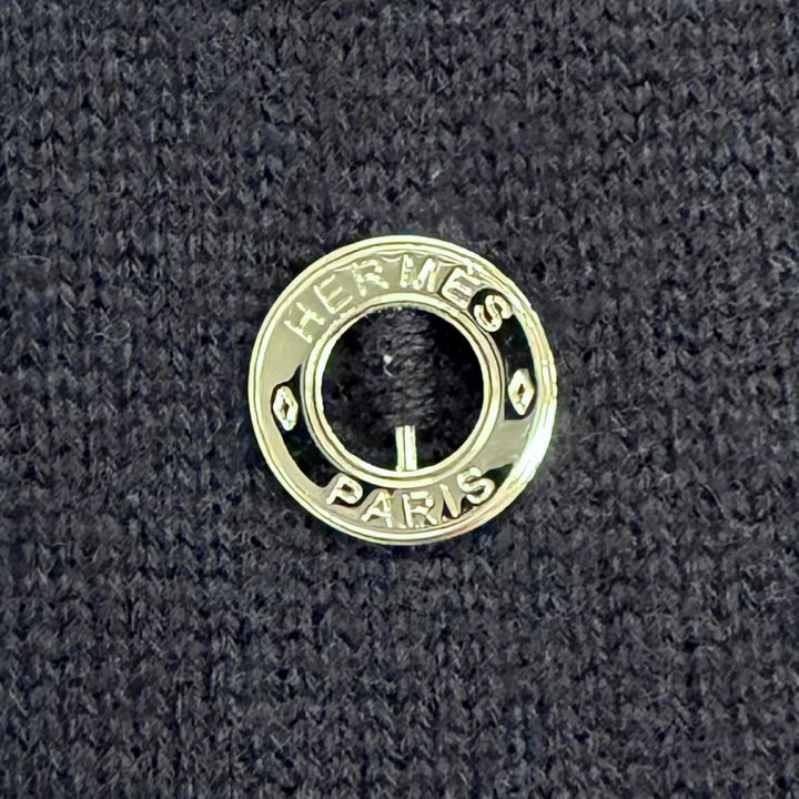 Great HERMES one piece Circle Logo Metal CapSleeve LongKnit cashmere 38 3E2505D1