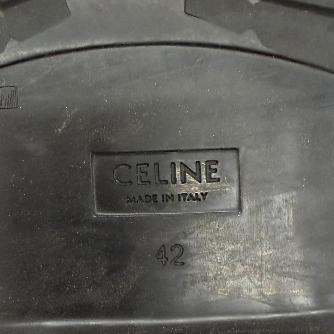 Great CELINE boots BUCKLE LACE UP BOOTS Buckle Combat black leather mens IT 42