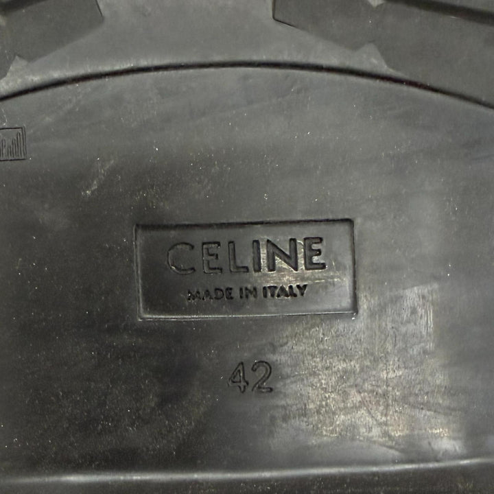 Great CELINE boots BUCKLE LACE UP BOOTS Buckle Combat black leather mens IT 42