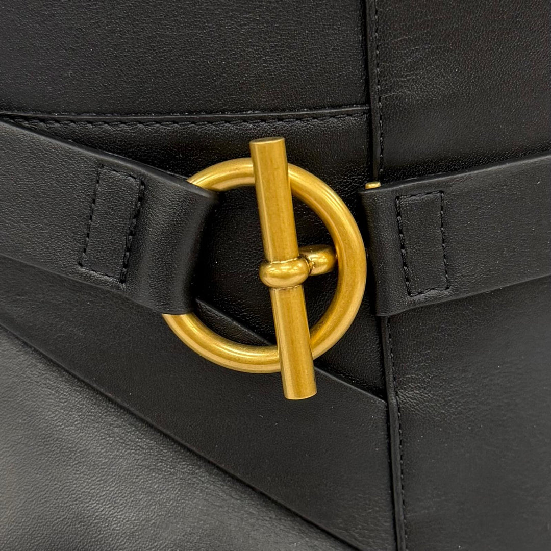 Pristine HERMES Knee-high boots Boots Justin 50 Glenan Buckle Leather black 38.5