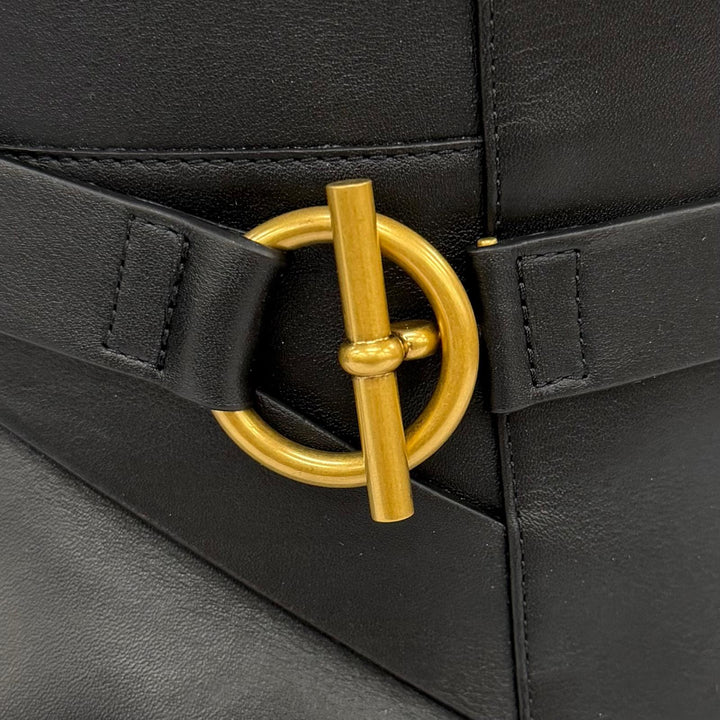 Pristine HERMES Knee-high boots Boots Justin 50 Glenan Buckle Leather black 38.5