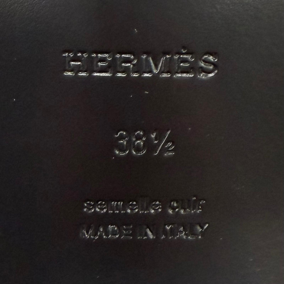 Pristine HERMES Knee-high boots Boots Justin 50 Glenan Buckle Leather black 38.5