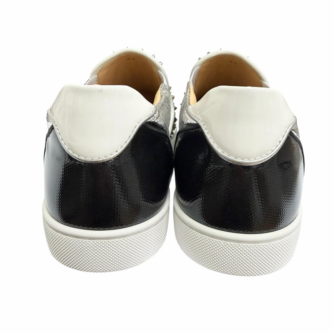 Pristine Christian Louboutin Slip-on Roller boat Spike studs Silver leather