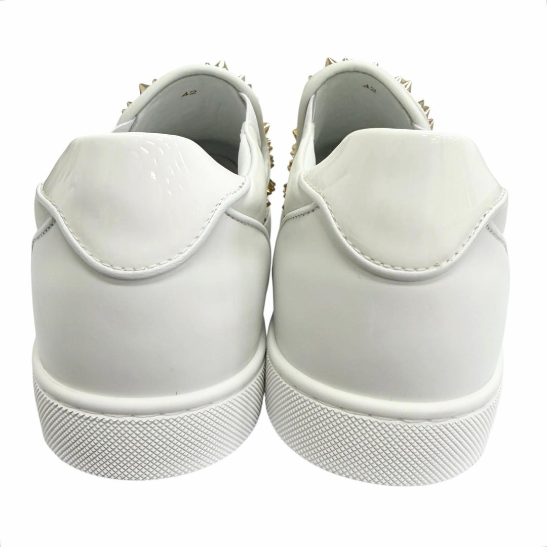 Pristine Christian Louboutin Slip-on Roller boat Spike studs white leather