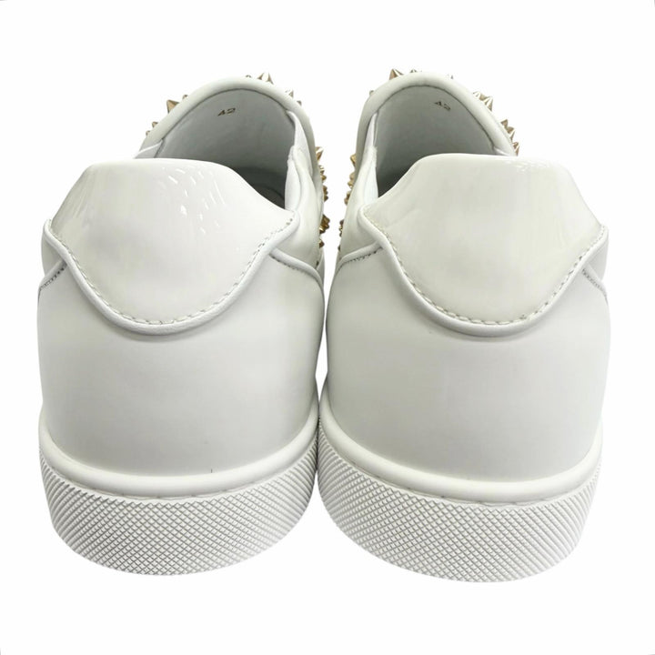 Pristine Christian Louboutin Slip-on Roller boat Spike studs white leather